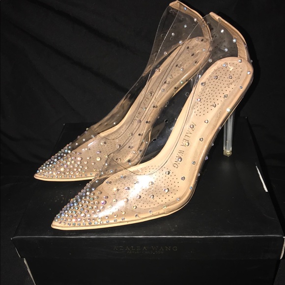 clear heels with jewels